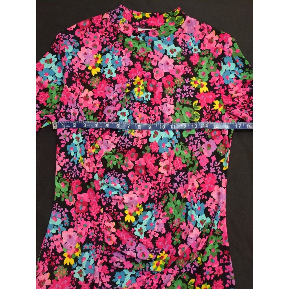 FUTURE COLLECTIVE Floral Long Sleeve Mock Neck XL Dress Kalana Barfield Brown - Picture 4 of 11